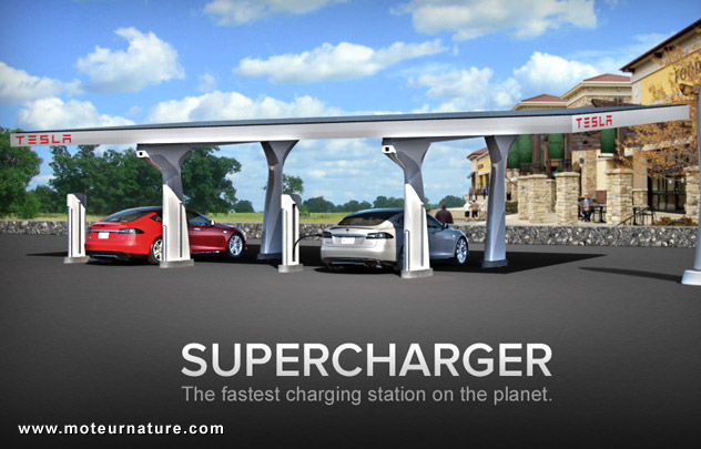 Tesla superfast solar charging station