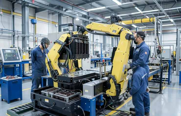 illustration de la fabrication de cellules de batterie en Chine