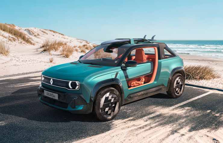 concept d'une Renault 4 E-Tech voiture de plage