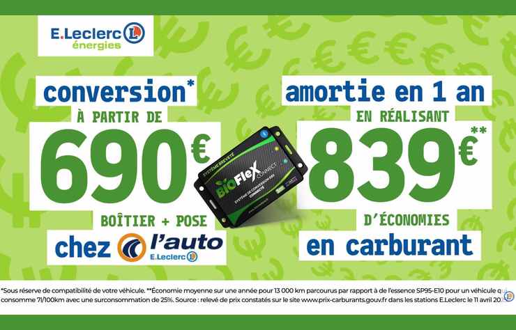 pose de boitier de conversion au superéthanol E85 dans un centre auto Leclerc