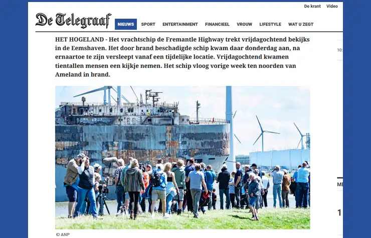 copie d'écran du site hollandais De Telegraaf