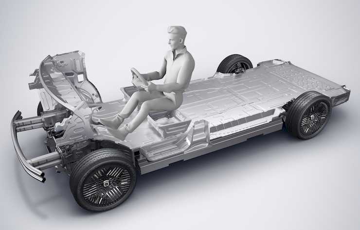 chassis fonctionnel du futur taxi anglais électrique, conçu et réalisé par Geely