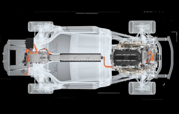 architecture Lamborghini V12 hybride rechargeable