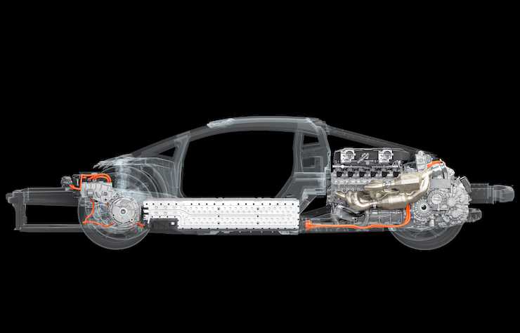 architecture Lamborghini V12 hybride rechargeable