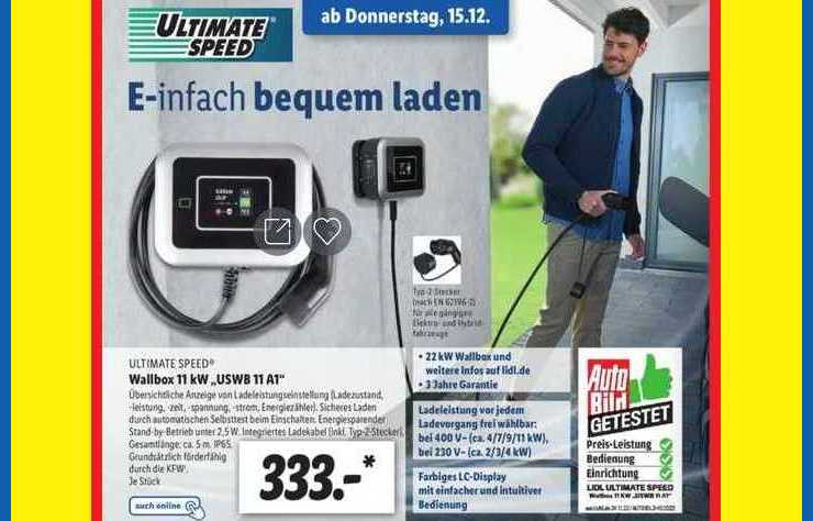 publicité Lidl pour des wallbox et des câbles de recharge pour voitures électriques