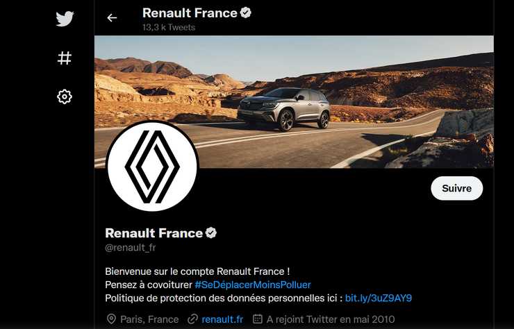 page Twitter de Renault (copie d'écran)
