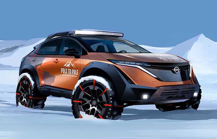 esquisse Nissan Ariya électrique d'un pôle à l'autre