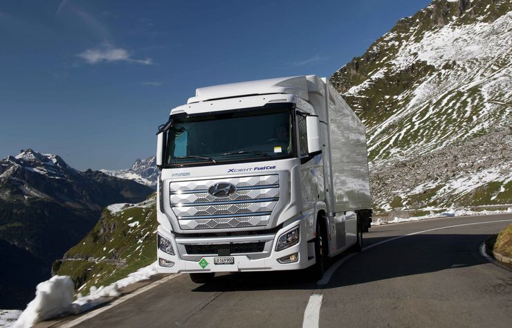 Poids lourd Hyundai Xcient à hydrogène en Suisse