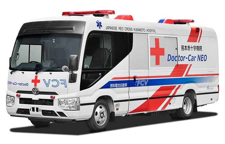 Clinique mobile à hydrogène de Toyota pour la croix rouge