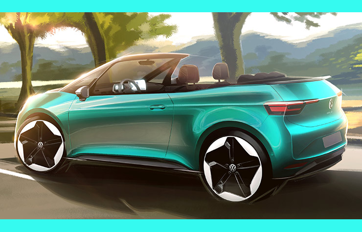 Esquisse Volkswagen ID.3 électrique cabriolet