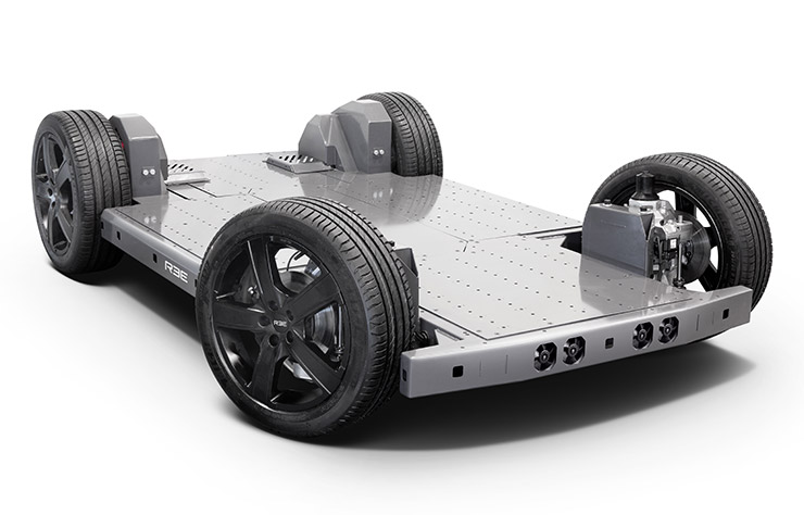 chassis skateboard électrique de REE avec KYB