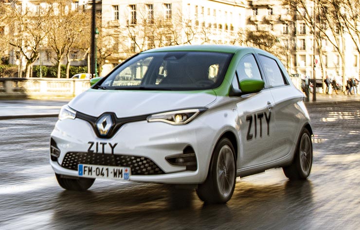 Renault Zoé du service d'auto-partage Zity