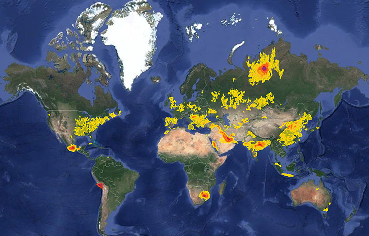 Carte de la pollution au dioxyde de soufre