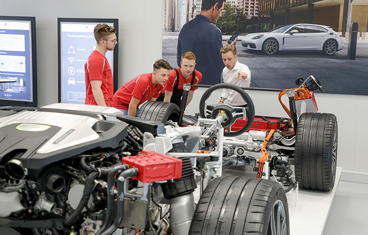 Formation des nouveaux employés à la Porsche taycan électrique