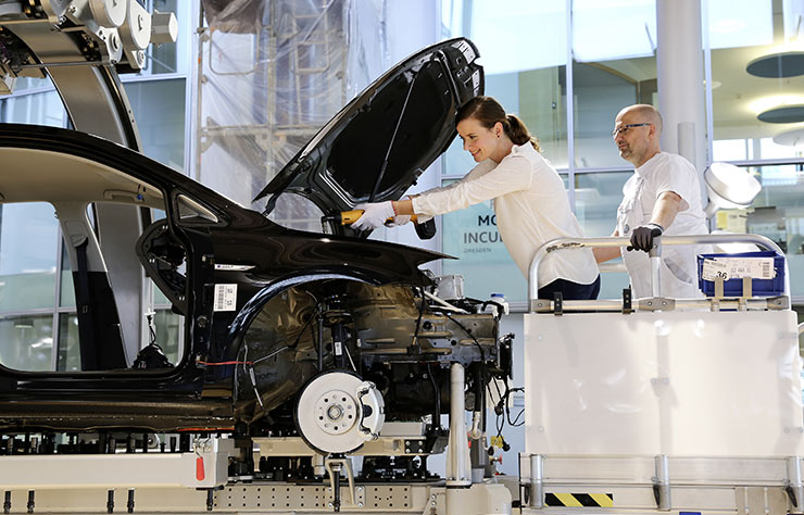 Chaine de fabrication de la Volkswagen eGolf