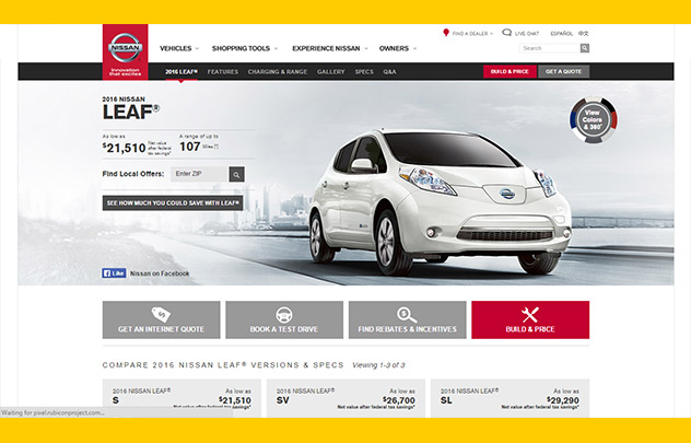 Copie d'écran site Nissan