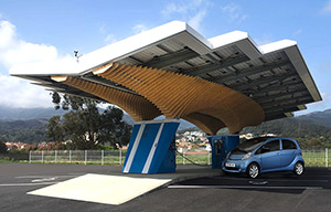 Le Peugeot Design Lab a conçu un parasol solaire pour voitures électriques