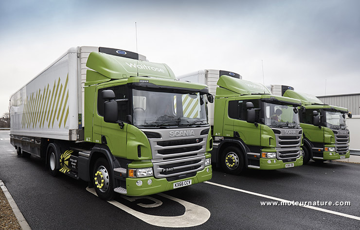 Camions Scania au biométhane de Waitrose